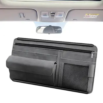 Авто сенника-органайзер с множество джобове за аксесоари за интериора на колата, джобен органайзер, автомобилна чанта за съхранение на документи, държач за писалка