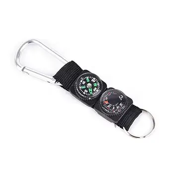 Мини-термометър-компас 3 В 1 с брелоком Многофункционален метален карабинер Термометър-компас с брелоком за спорт на открито