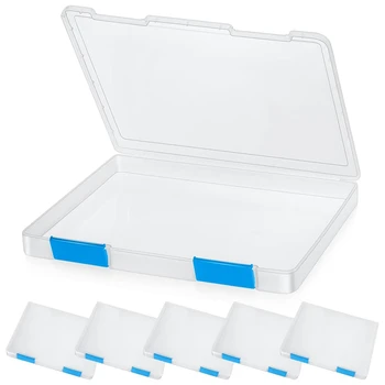 6 Бр Прозрачна кутия за файлове с формат А4, пластмасова кутия за съхранение на документи, Картонени опаковки, джоб за списания, държач за файлове със здрава катарама