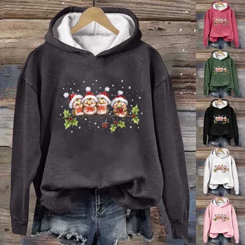 Дамски hoody, върхове с Коледа, Сладък Коледен пуловер, празнична ежедневна блуза, шик съкратен върховете Fairycore на 90-те