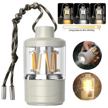 Мултифункционална Лампа за къмпинг COB, акумулаторна батерия 3000-5500K, Бесступенчатое Затъмнение, Реколта Лампа за палатка, Външни Преносими Аварийни Светлини