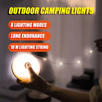 Мощен LED Лампа За Атмосферата на Къмпинг Type-C За Зареждане на Външна Украса Палатки Цветна Светлинна Кабел Силни Магнитни Окачен Лампа